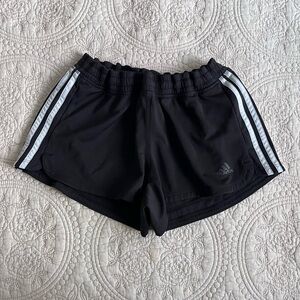 Adidas Women's Black Athletic Shorts with White Stripes